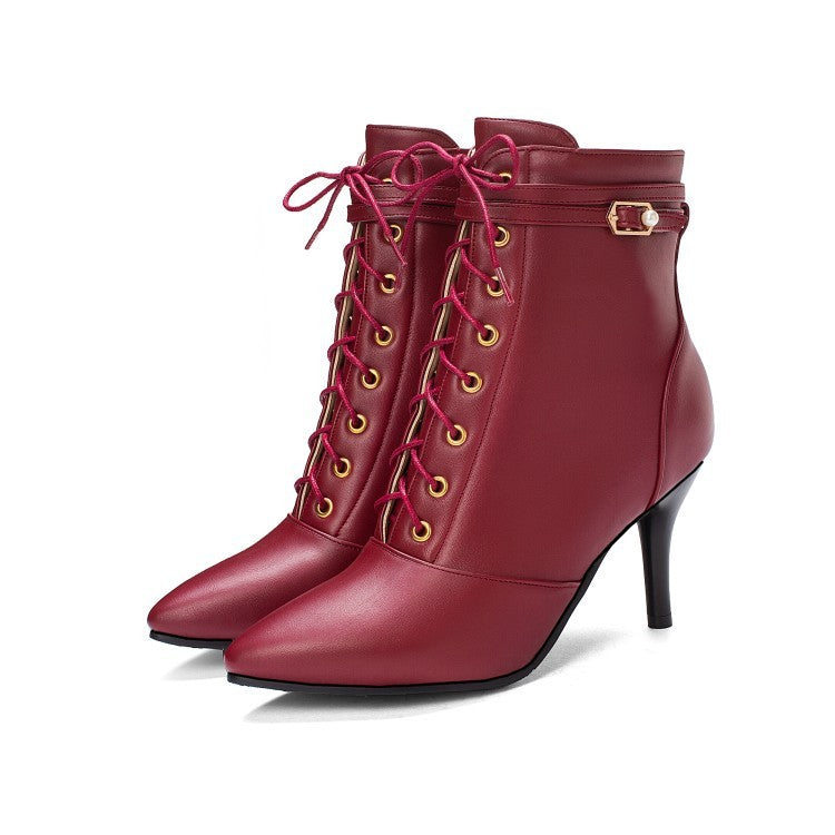 Bottines Élégantes à Talon Aiguille avec Boucle Ceinture
