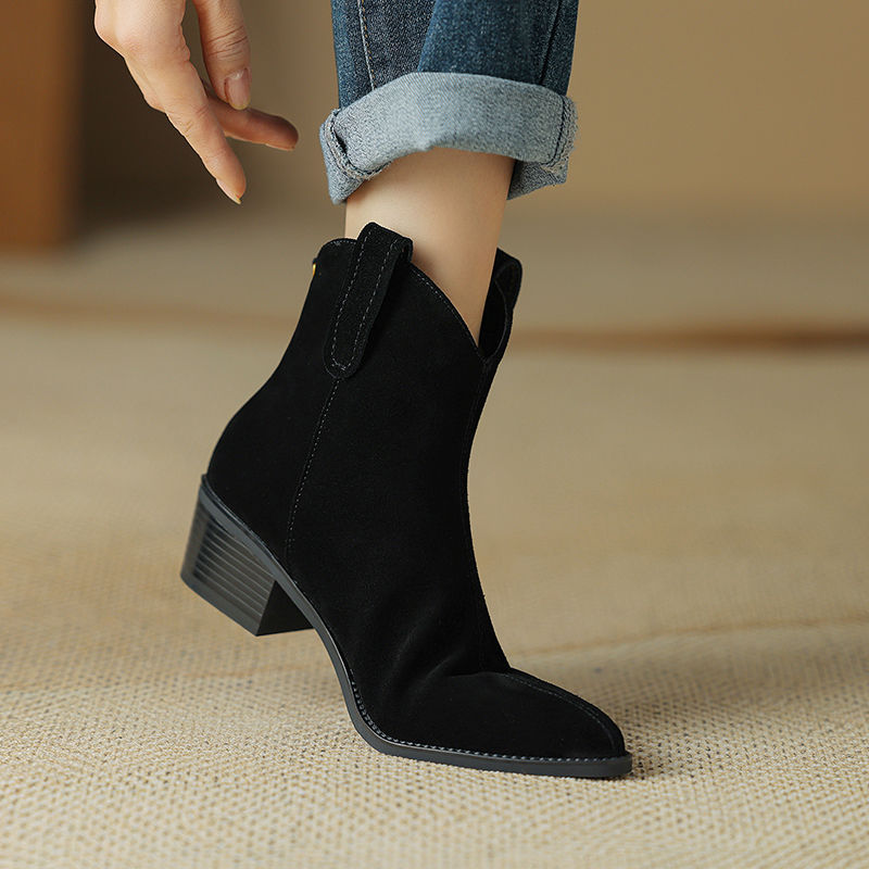 Bottes Courtes en Cuir Doux