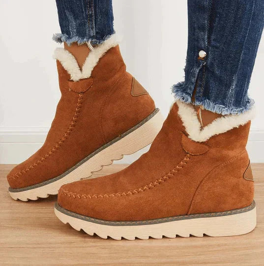 Platform Slip-On Fleece-Lined Ankle Boots for Women β Cozy Stylish Comfort Caliboot
