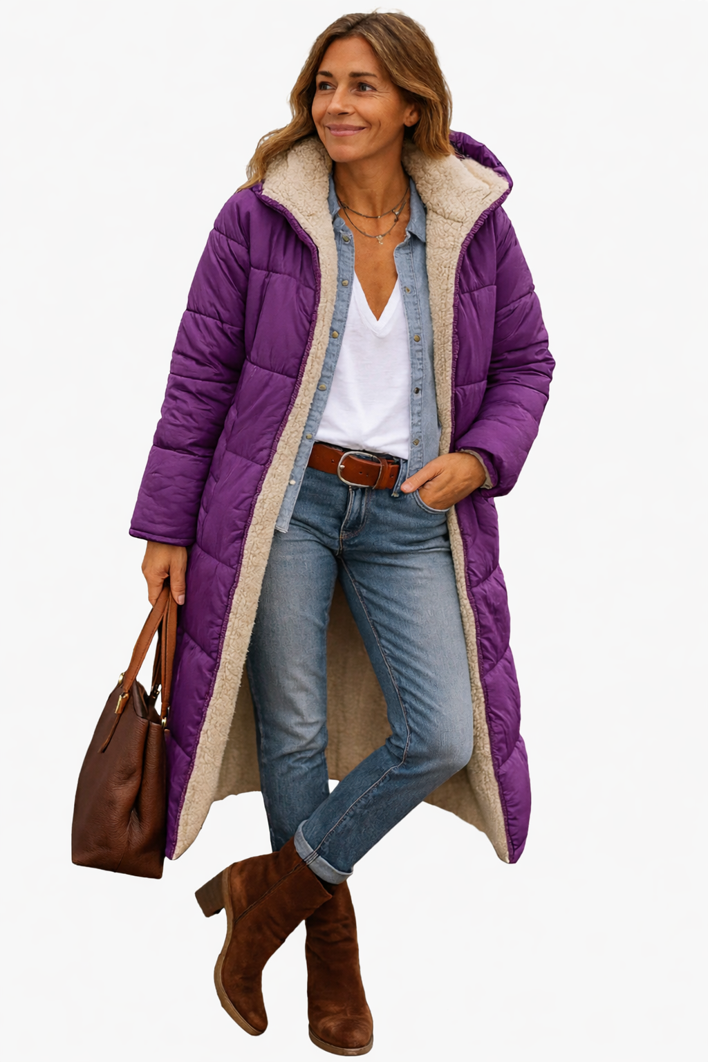 Quilted Fleece Lined Full-Length Puffer Coat for Women – Warmth And Cozy Comfort