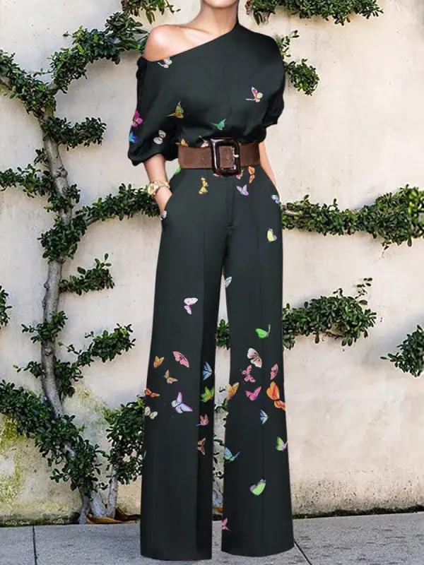 Abstract Art Jumpsuit for Women – Stylish & Elegant One-Shoulder Design-Caliboot