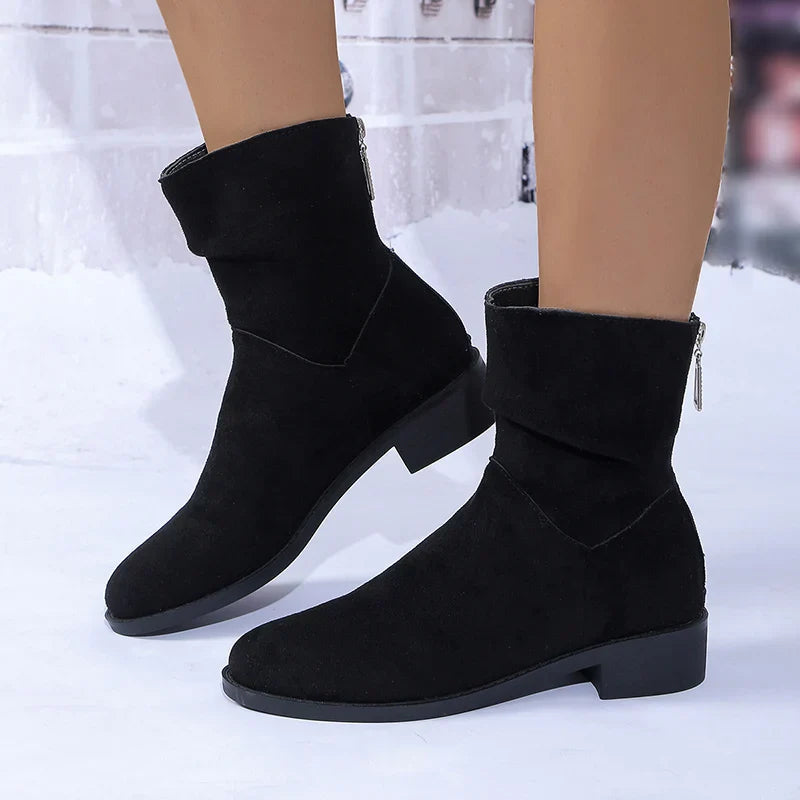 Black Ankle Boots for Women – Chic Mid-Heel Design & Versatile Style