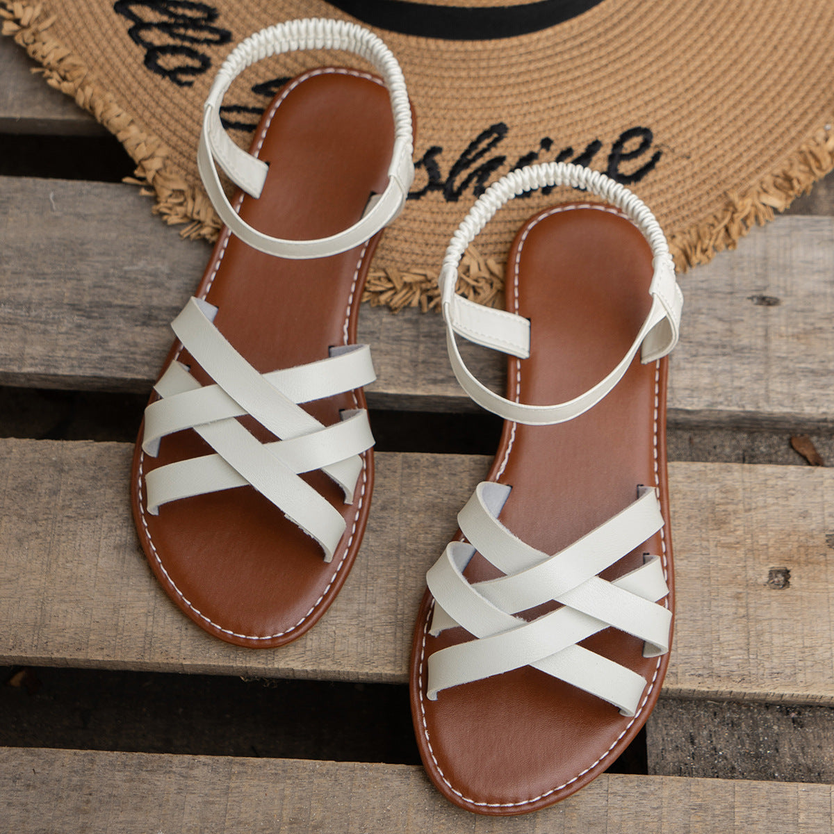 Breathable Cross Strap Sandals for Women – Comfortable & Versatile