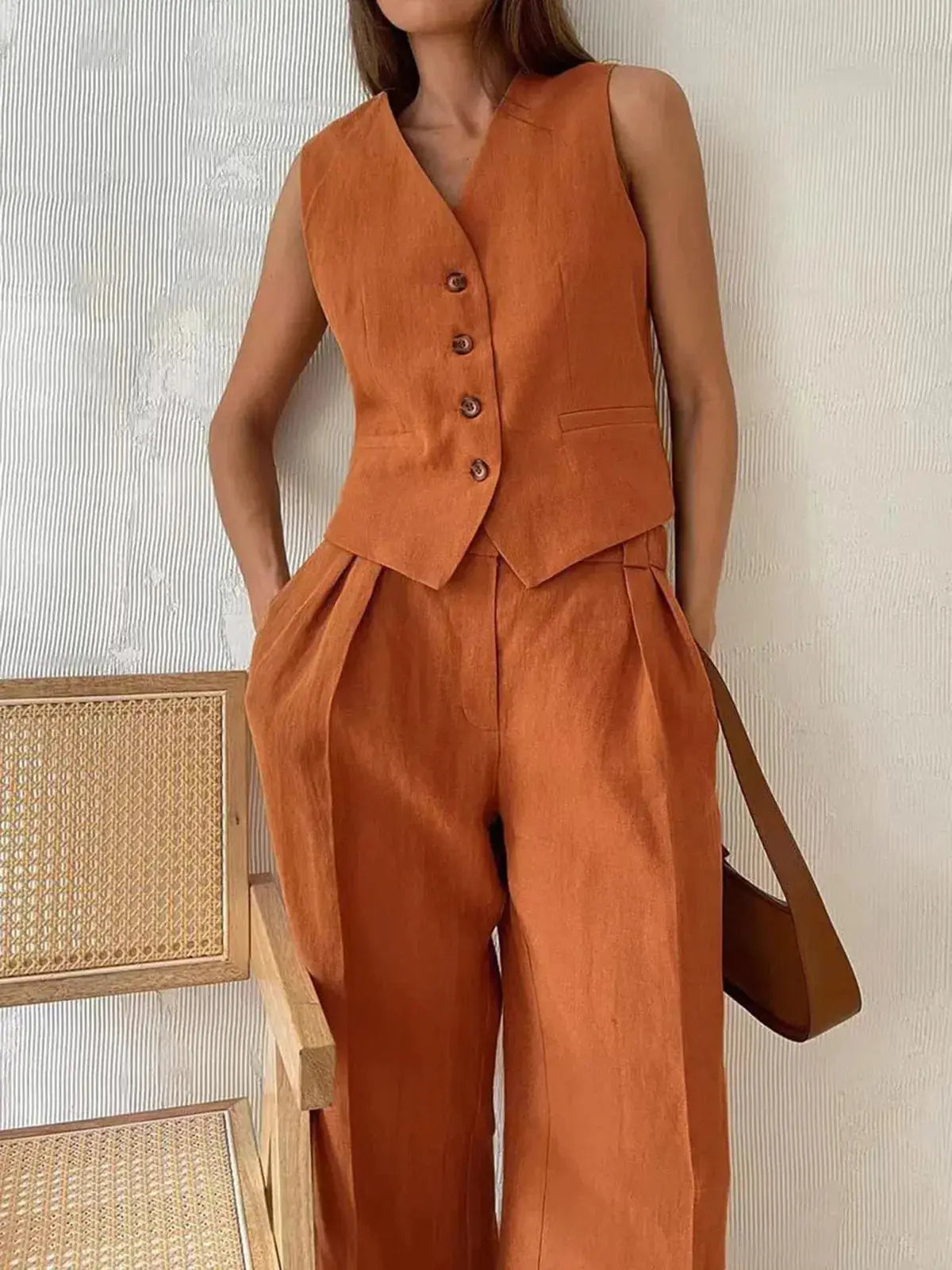 Breathable Cotton-Linen Two-Piece Set for Women – Effortlessly Stylish & Comfortable 2