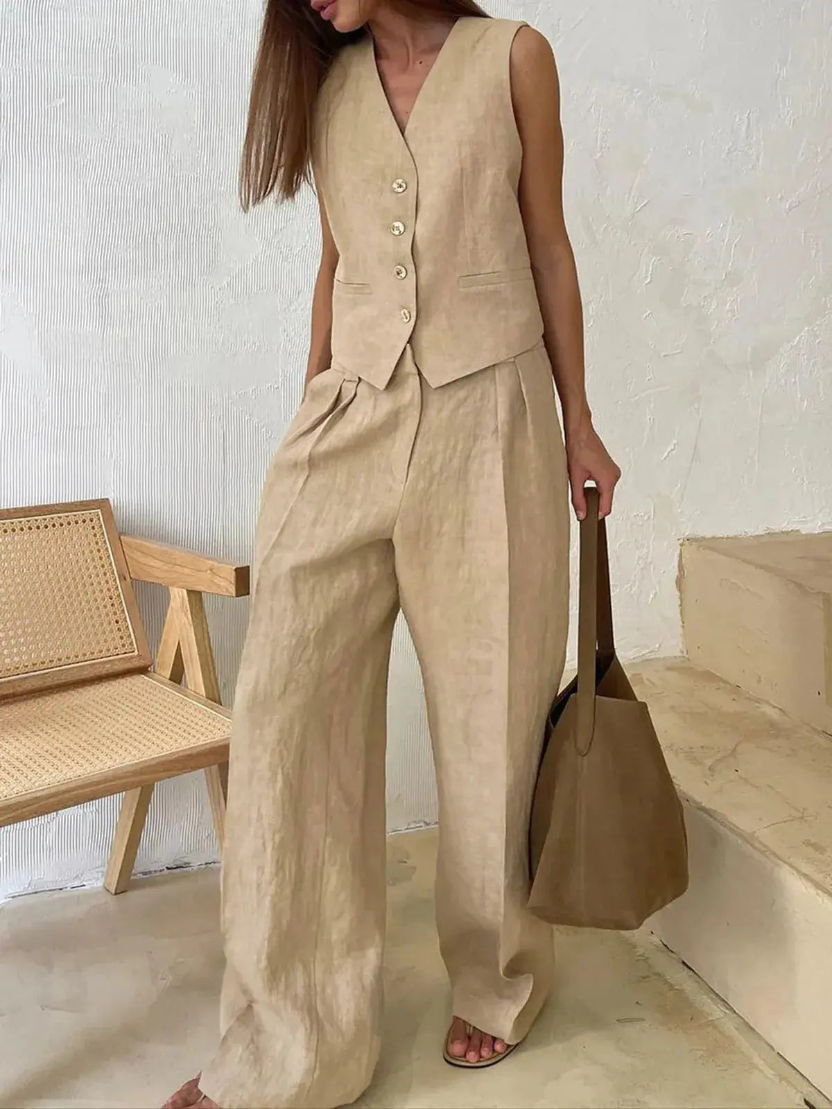 Breathable Cotton-Linen Two-Piece Set for Women – Effortlessly Stylish & Comfortable 5