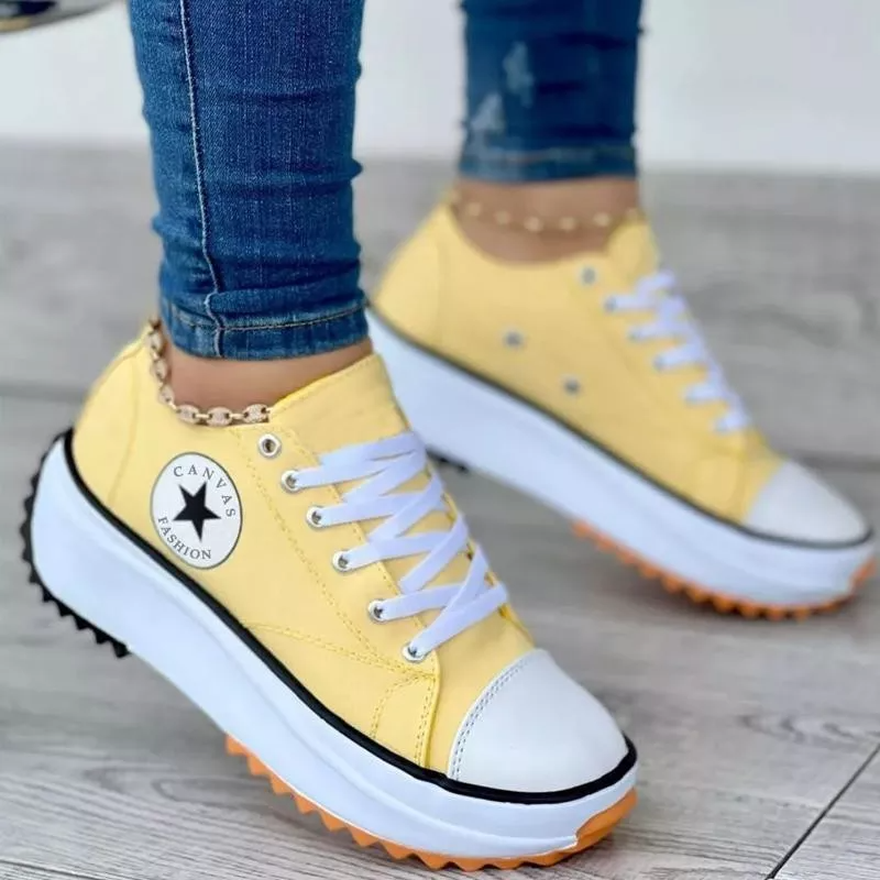 Canvas Platform Sneakers for Women – Stylish & Comfortable
