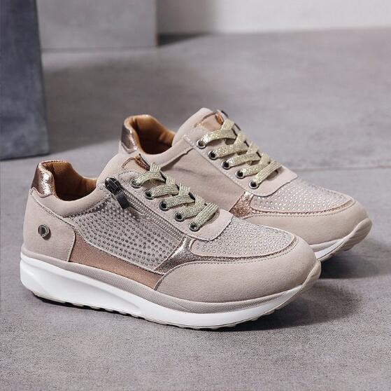 Casual Lace-Up Sneakers for Women – Stylish & Comfortable with Side Zipper