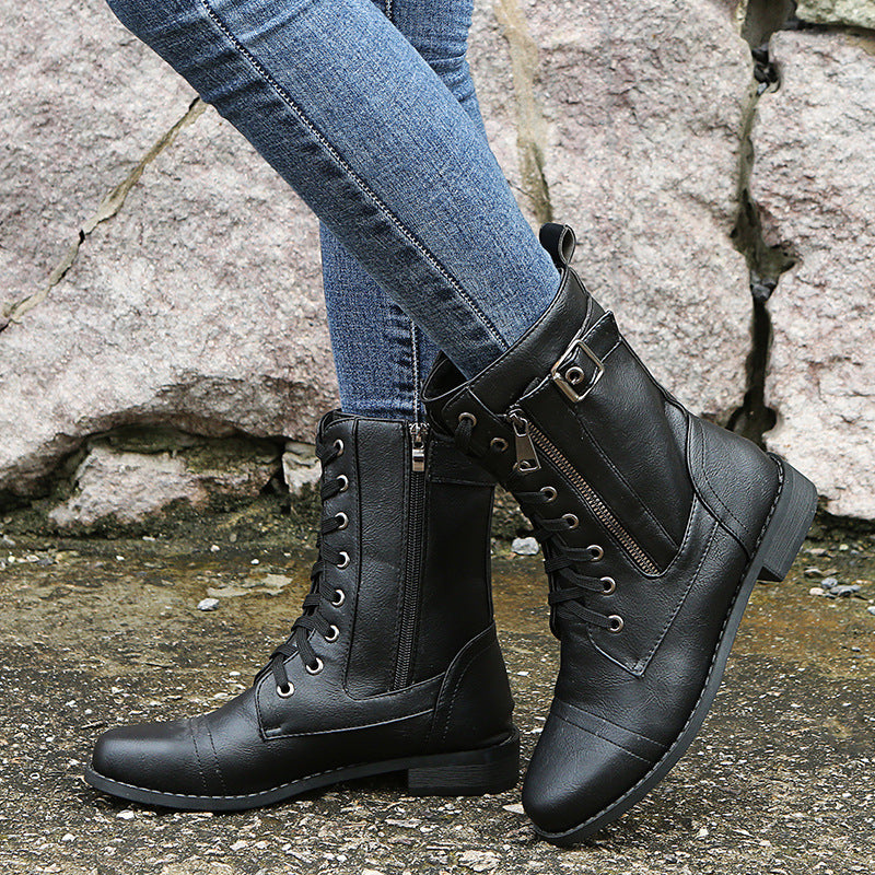 Classic Lace-Up Black Ankle Boots for Women – Timeless Style & All-Day Comfort
