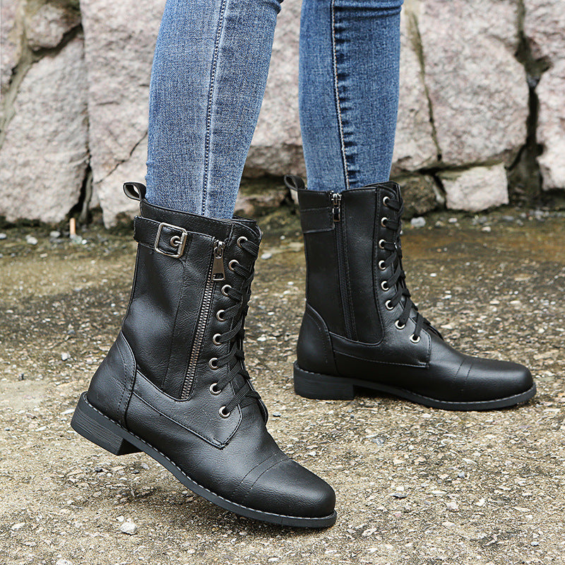 Classic Lace-Up Black Ankle Boots for Women – Timeless Style & All-Day Comfort