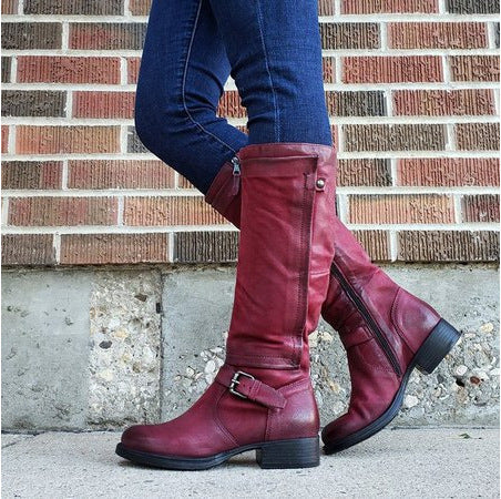 Classic Round Toe Knee-High Boots for Women – Stylish & Comfortable