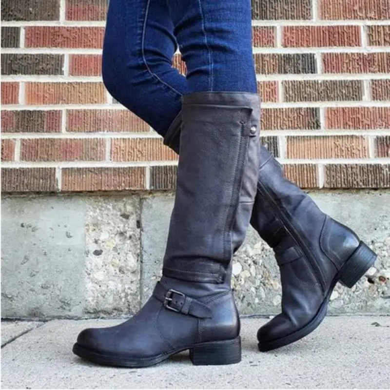 Classic Round Toe Knee-High Boots for Women – Stylish & Comfortable