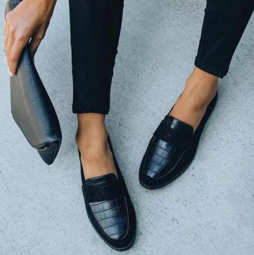 Croc-Embossed Slip-On Loafers for Women – Chic & Comfortable