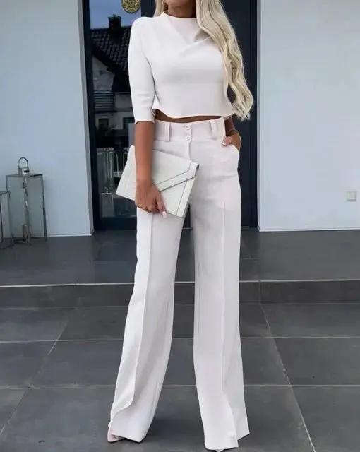Cropped Top and Trousers Set for Women – Effortlessly Stylish & Comfortable-Caliboot