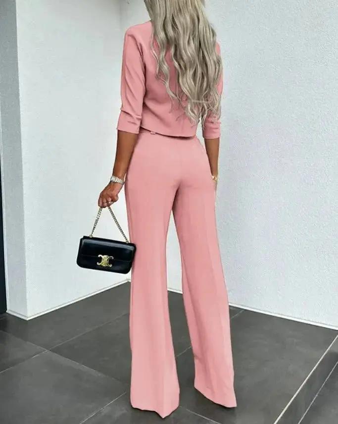 Cropped Top and Trousers Set for Women – Effortlessly Stylish & Comfortable-Caliboot