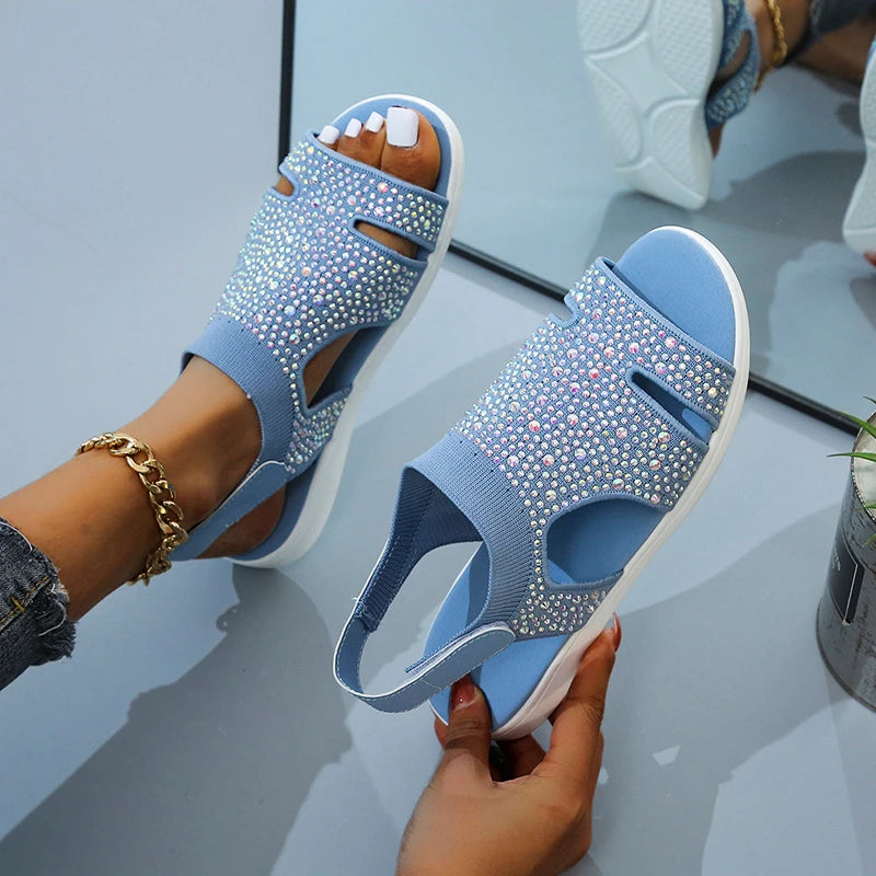 Crystal-Embellished Casual Slippers for Women – Stylish & Comfortable