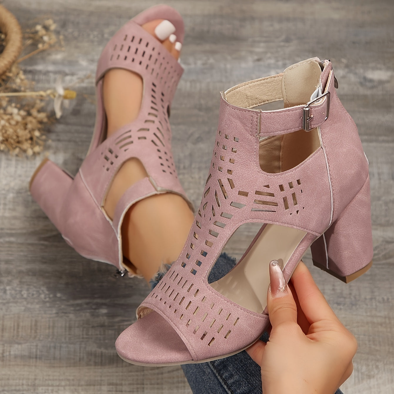Cut-Out Peep-Toe Ankle Boots for Women – Chic & Versatile