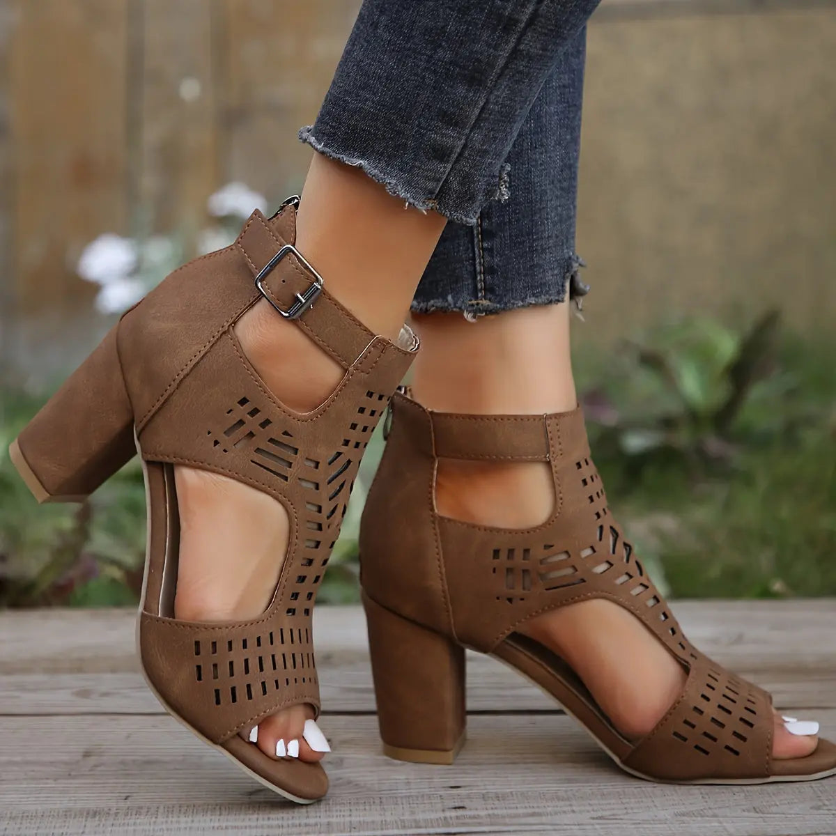 Cut-Out Peep-Toe Ankle Boots for Women β Edgy & Stylish