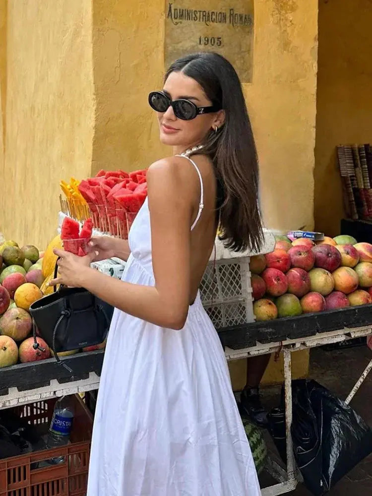 Elegant White Midi Dress for Women – Perfect for Weddings & Summer Events 2