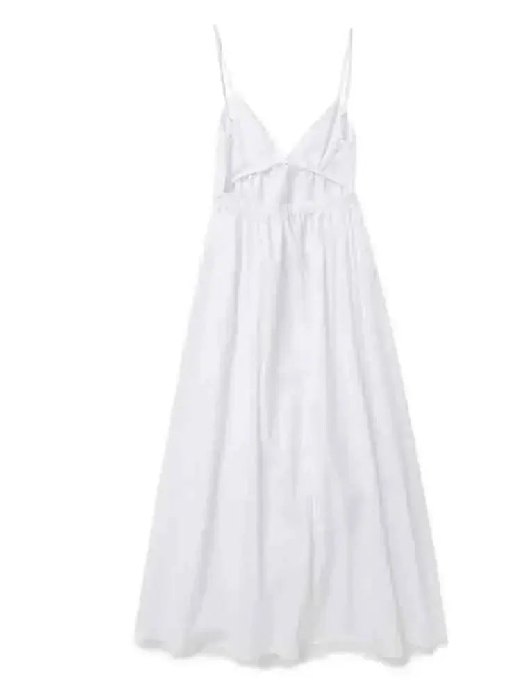 Elegant White Midi Dress for Women – Perfect for Weddings & Summer Events 3