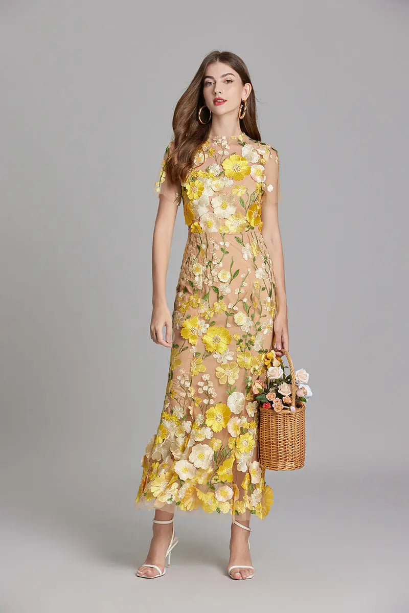 Embroidered White Maxi Dress for Women – Elegant & Flowing Design 1