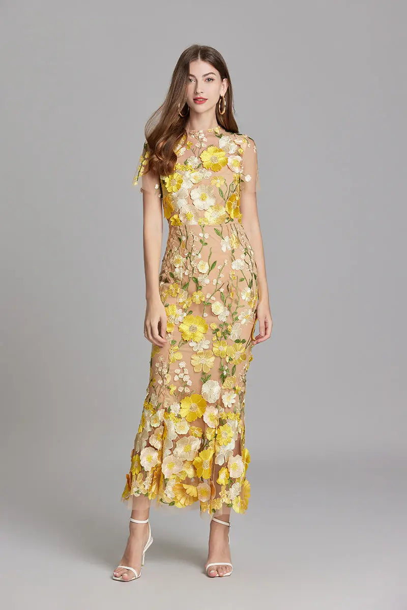 Embroidered White Maxi Dress for Women – Elegant & Flowing Design 4