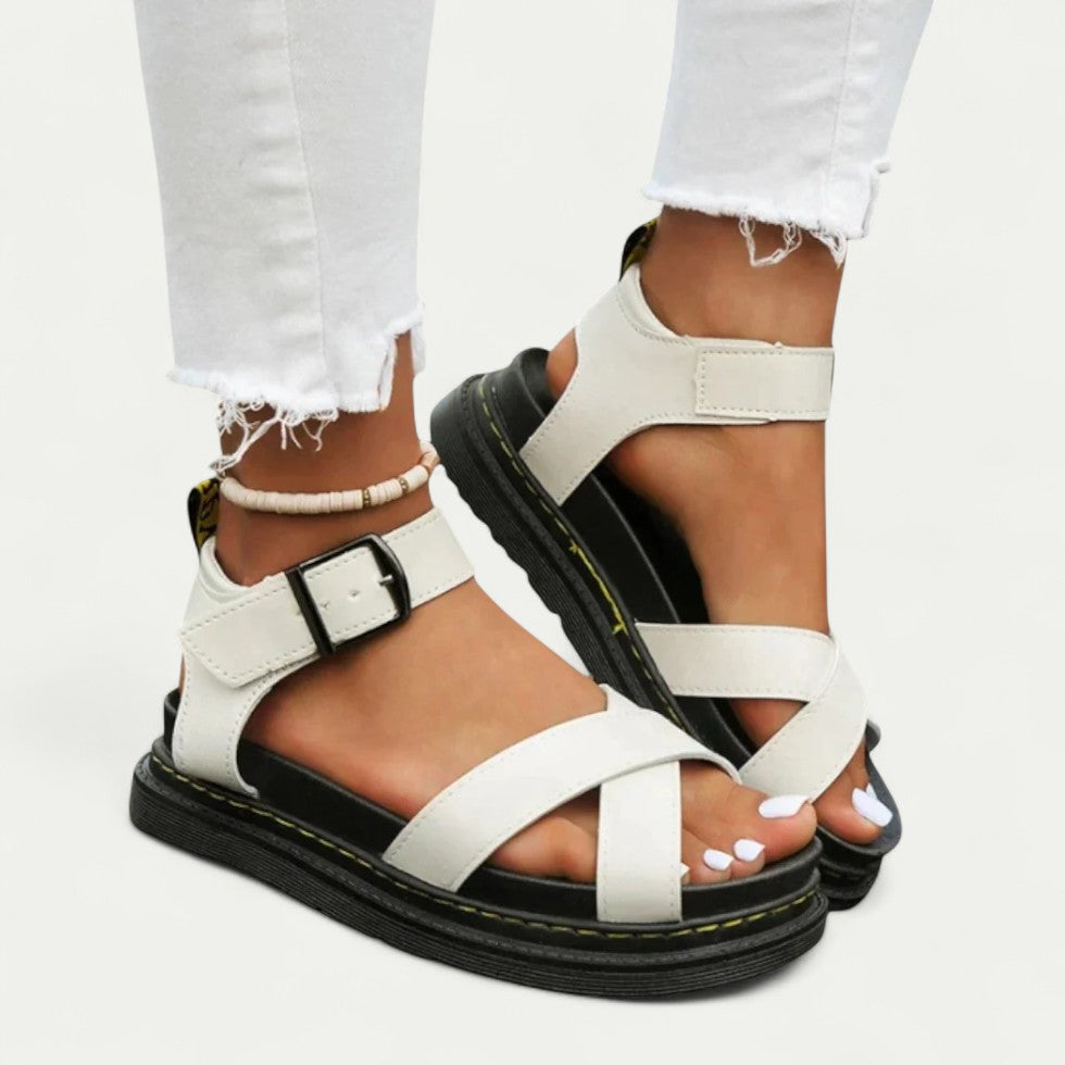 Ergonomic Buckle Strap Sandals for Women – Stylish & Comfortable