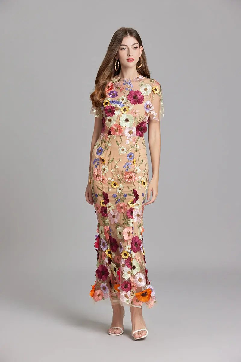 Floral Embroidered Maxi Dress for Women – Lightweight & Breezy-Caliboot