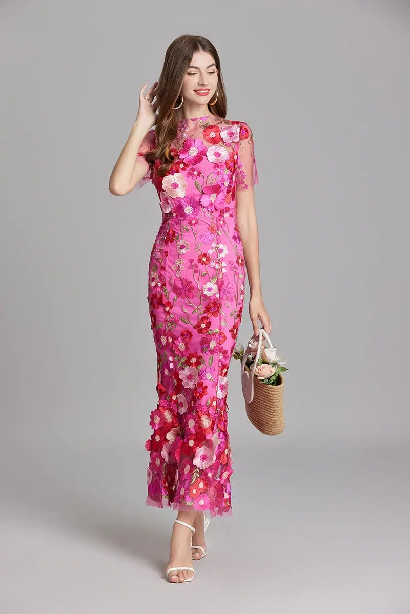 Floral Embroidered Maxi Dress for Women – Lightweight & Breezy-Caliboot