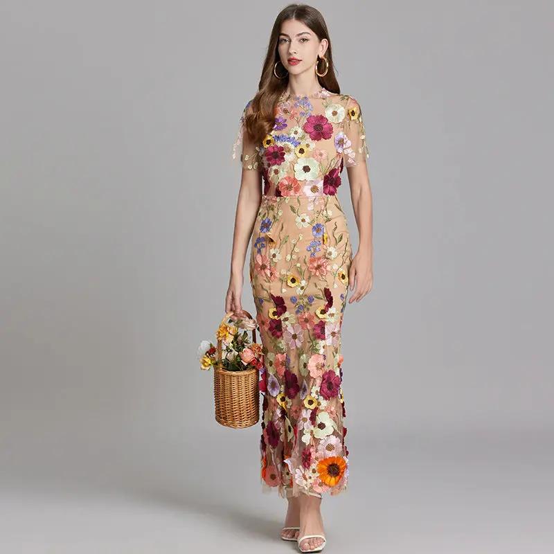 Floral Embroidered Maxi Dress for Women – Lightweight & Breezy-Caliboot