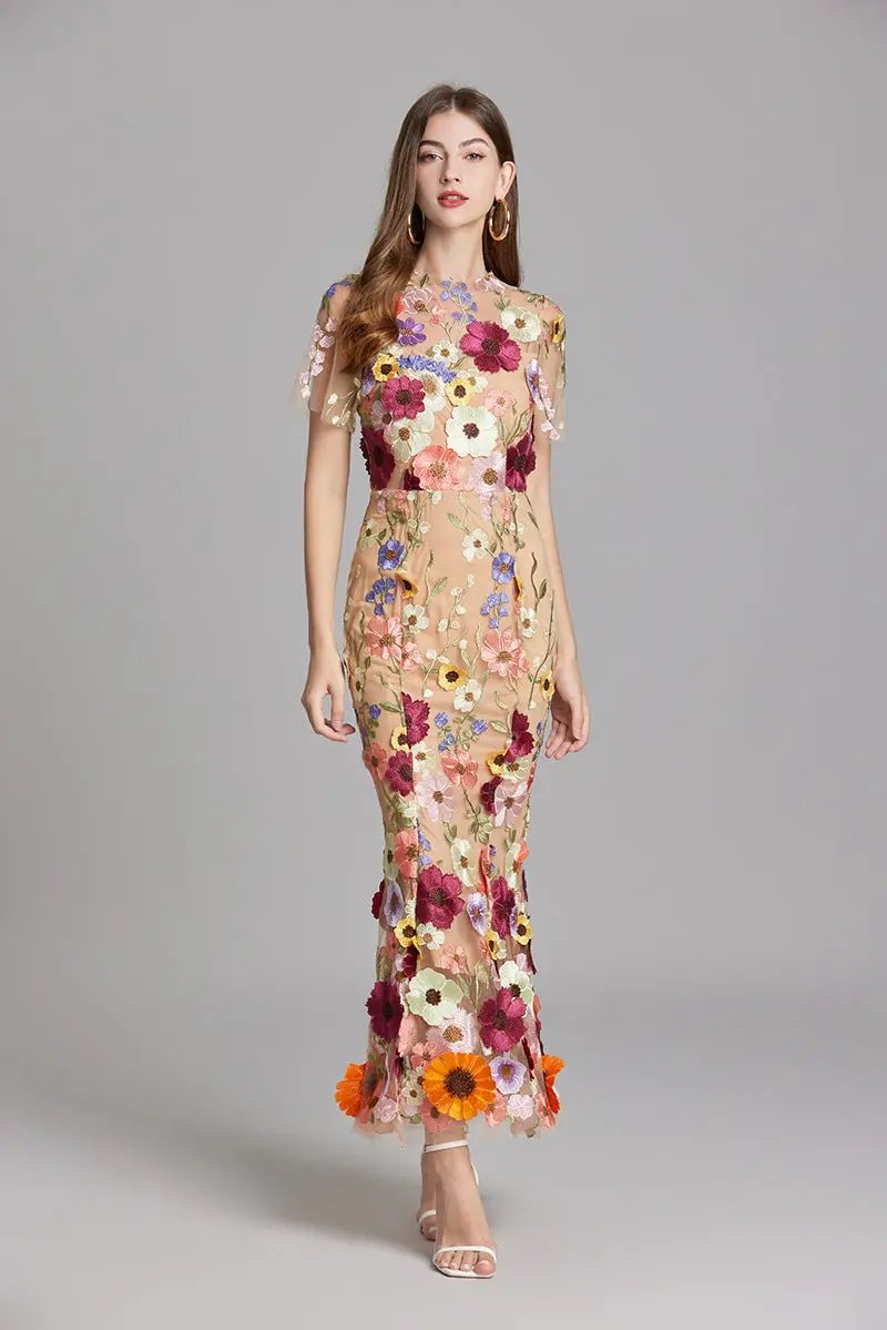 Floral Embroidered Maxi Dress for Women – Lightweight & Breezy-Caliboot