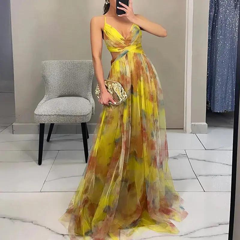 Floral Maxi Dress for Women – Elegant & Airy Summer Wedding Guest Attire-Caliboot