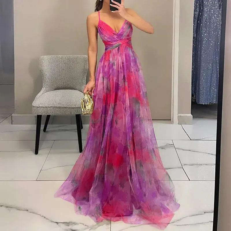 Floral Maxi Dress for Women – Elegant & Airy Summer Wedding Guest Attire-Caliboot