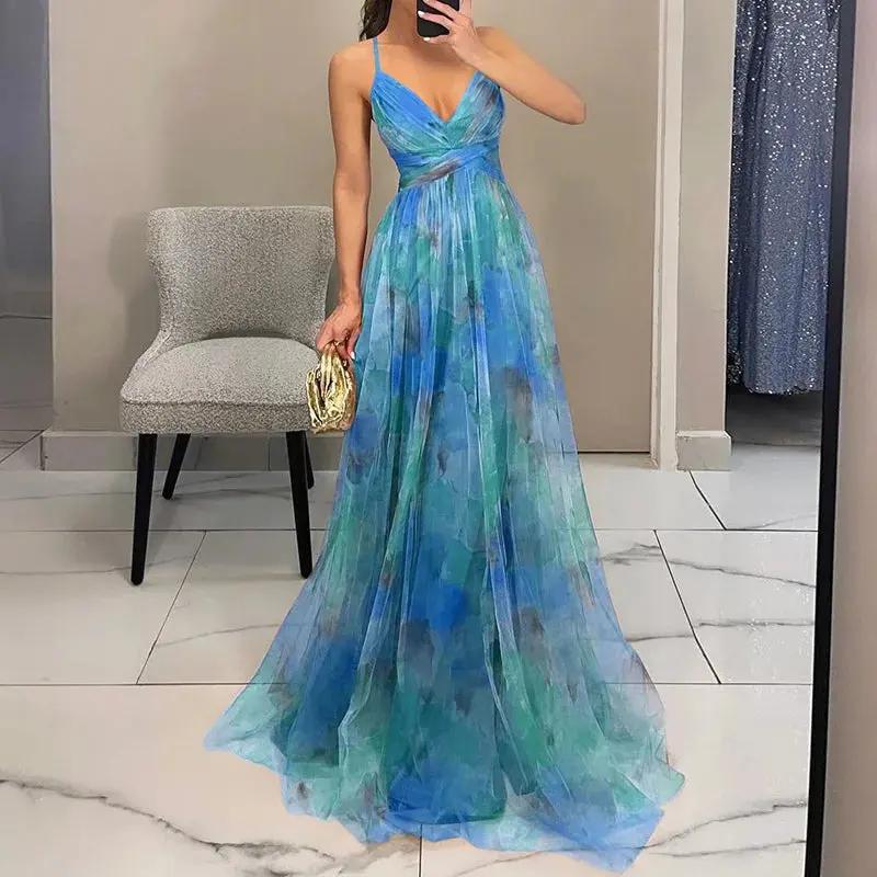 Floral Maxi Dress for Women – Elegant & Airy Summer Wedding Guest Attire-Caliboot