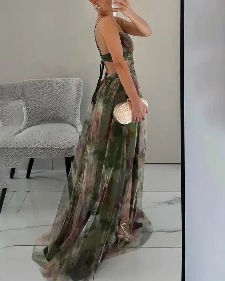 Floral Maxi Dress for Women – Elegant & Airy Summer Wedding Guest Attire-Caliboot