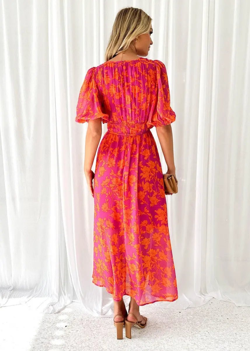 Floral Midi Dress for Women – Lightweight & Stylish for Summer-Caliboot