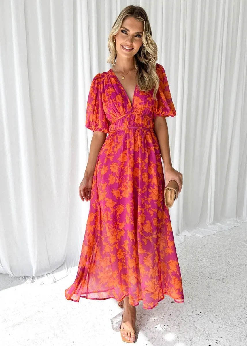 Floral Midi Dress for Women – Lightweight & Stylish for Summer-Caliboot