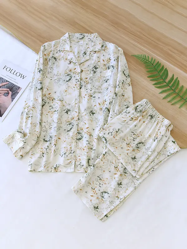 Floral Pyjama Set for Women – Elegant & Comfortable Loungewear-Caliboot