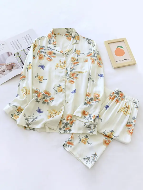 Floral Pyjama Set for Women – Elegant & Comfortable Loungewear-Caliboot