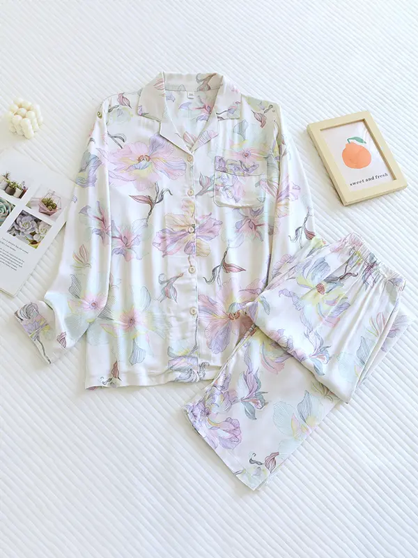 Floral Pyjama Set for Women – Elegant & Comfortable Loungewear-Caliboot