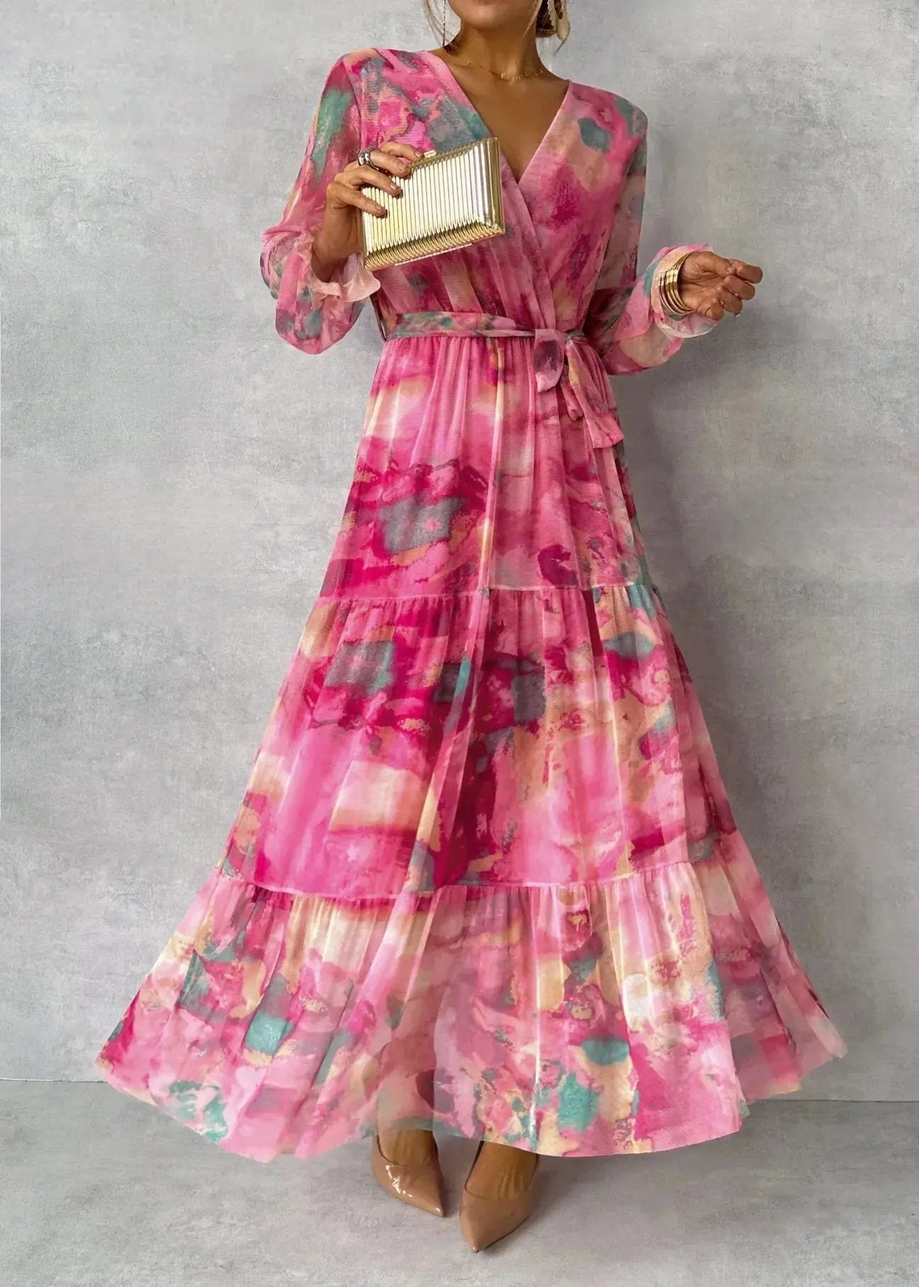 Floral Wrap Dress for Women – Lightweight & Elegant Summer Style-Caliboot