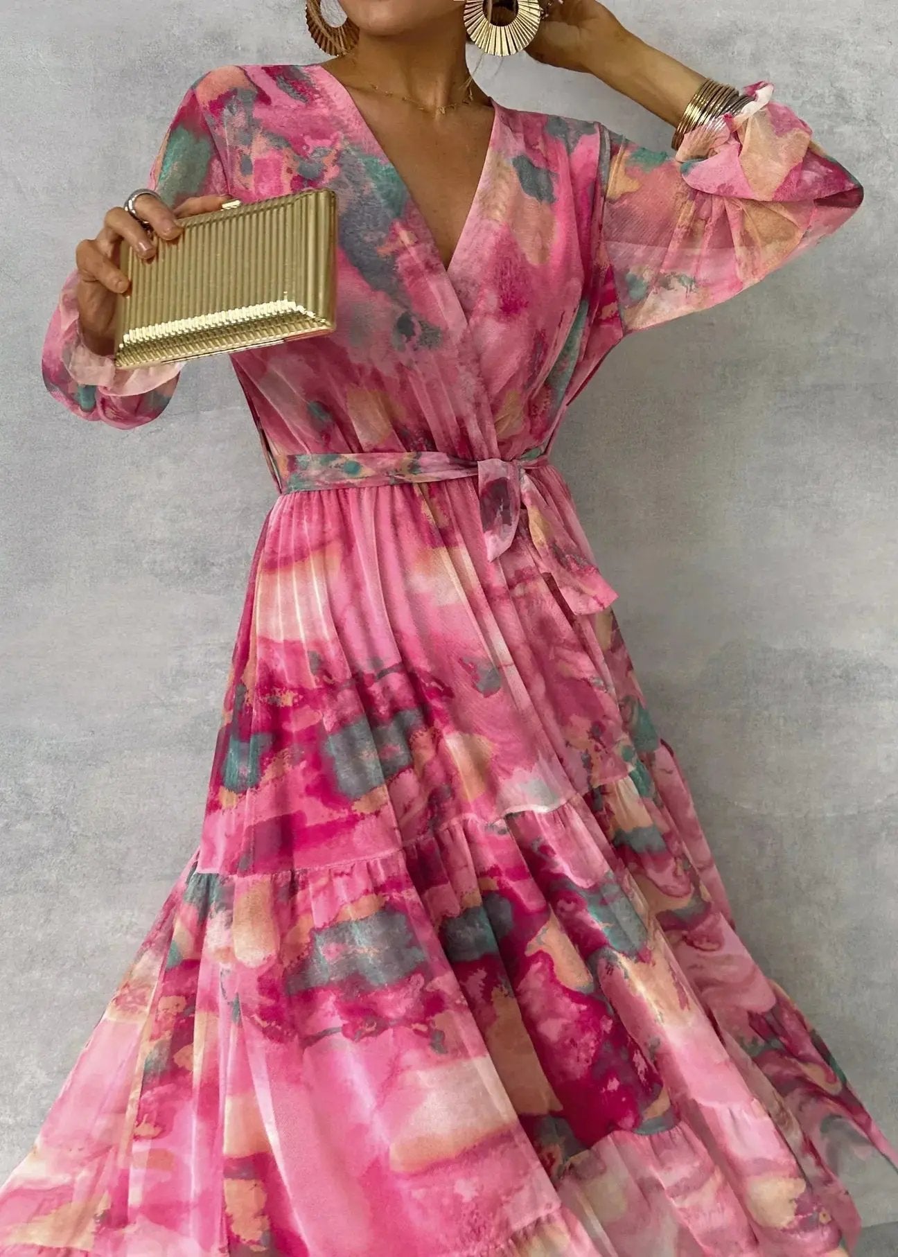 Floral Wrap Dress for Women – Lightweight & Elegant Summer Style-Caliboot