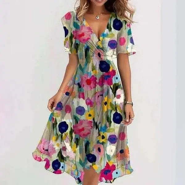 Floral Midi Dress for Women – Effortless Elegance & Flowing Fit for Summer Events 2