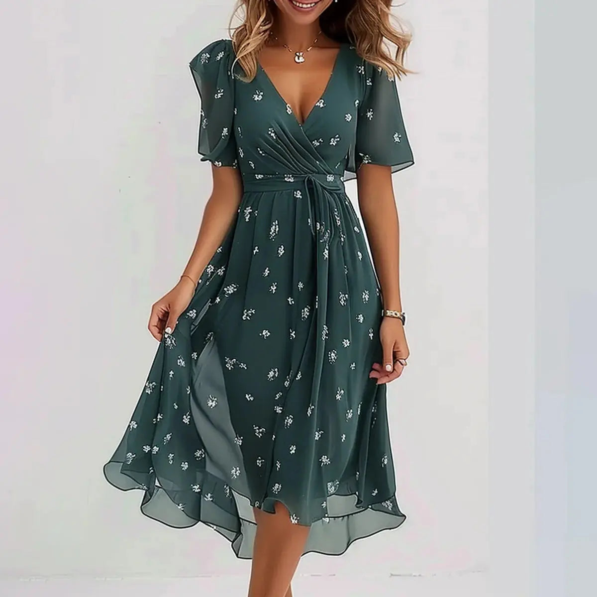 Floral Midi Dress for Women – Effortless Elegance & Flowing Fit for Summer Events 3