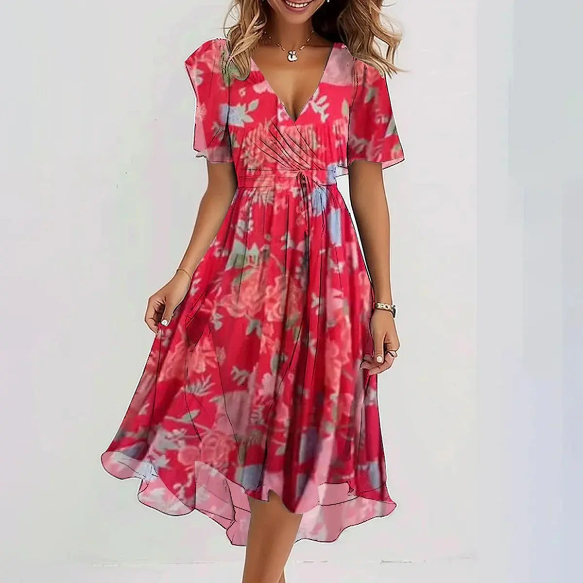 Floral Midi Dress for Women – Effortless Elegance & Flowing Fit for Summer Events 4