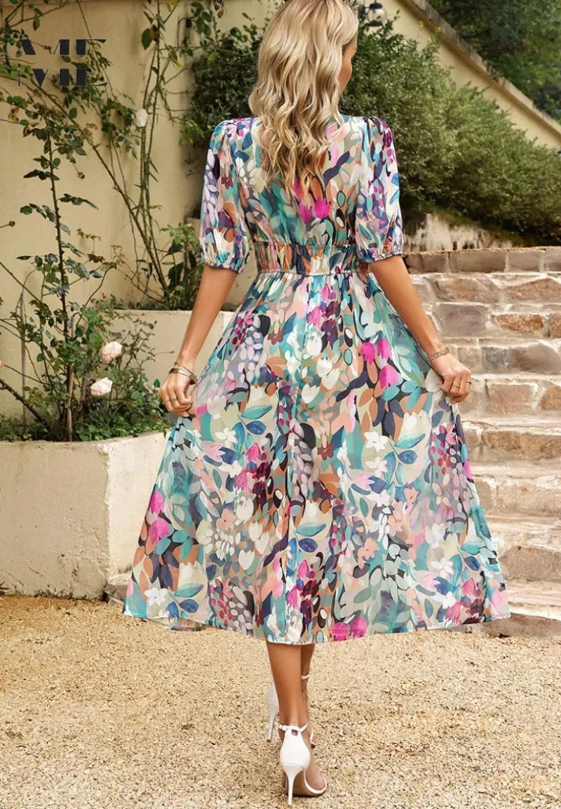 Floral Midi Dress for Women – Elegant & Effortless Style 2