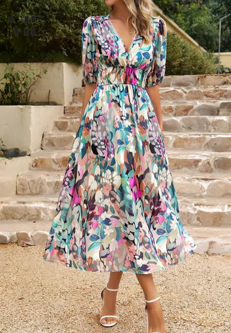 Floral Midi Dress for Women – Elegant & Effortless Style 3