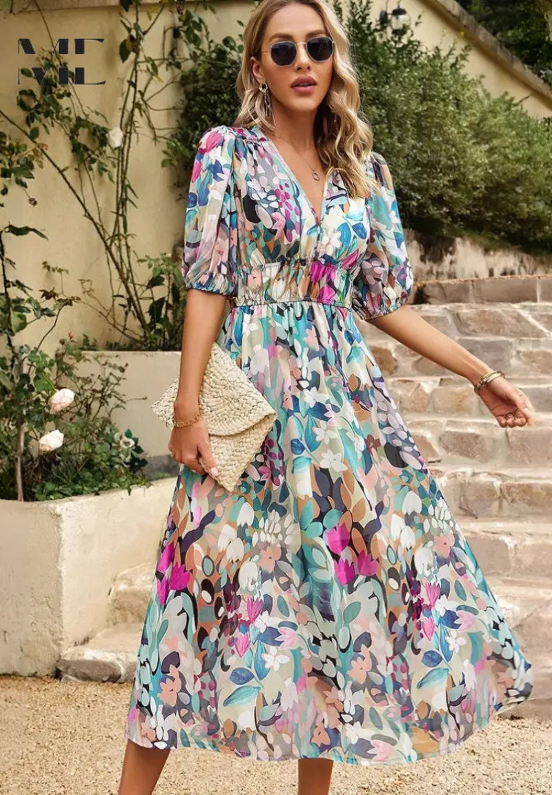 Floral Midi Dress for Women – Elegant & Effortless Style 4