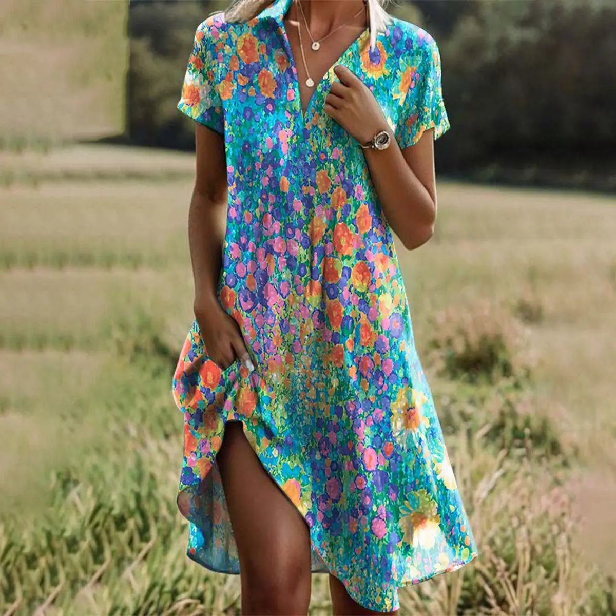 Flowy Short Summer Dress for Women – Chic & Comfortable Style-Caliboot