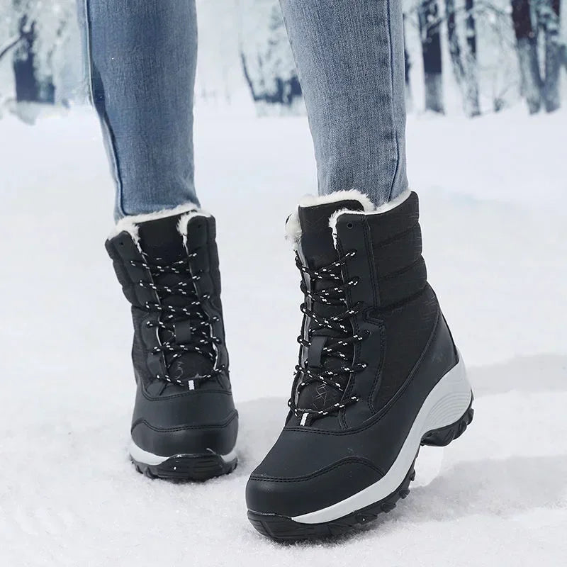 Fur-Lined Platform Snow Boots for Women – Cozy & Stylish