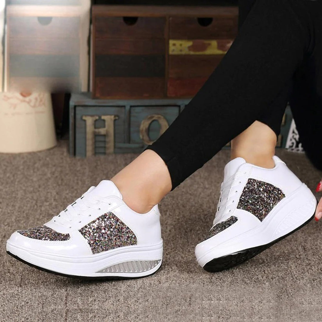 Glitter Platform Sneakers for Women – Stylish & Comfortable